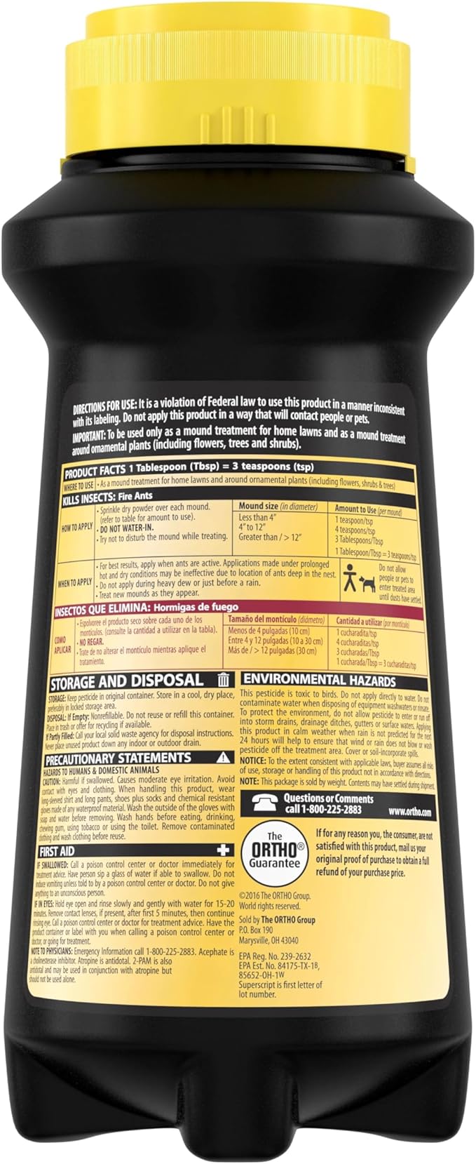 Ortho Orthene Fire Ant Killer1 Kills Queen Destroys up to 162 Mounds Begins Working in 60 Minutes 12 oz. 3-Pack