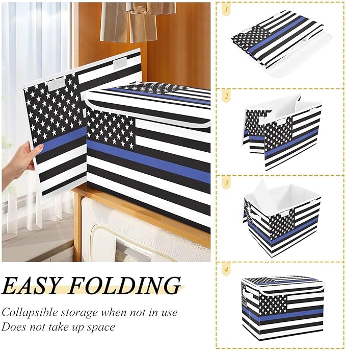 USA Storage Boxes with Lids Collapsible Storage Organizer Large Fabric Storage for Home Studyroom Office