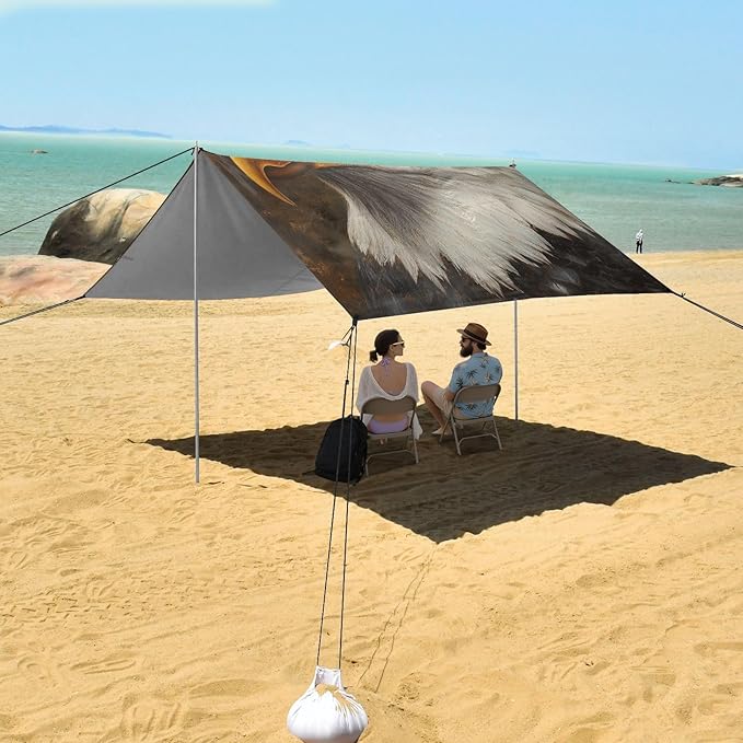ALAZA Eagles Head Oil Painting Beach Tent Sun Shelter Portable Canopy Sunshade for Outdoor Camping Picnics Backyard Fun 10x9 ft