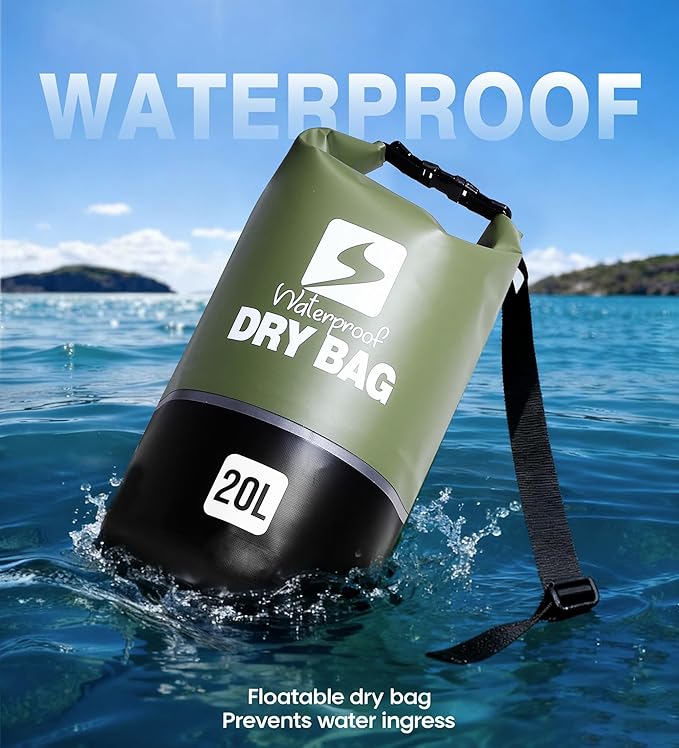 Soulsfeng Waterproof Dry Bag Roll Top Lightweight Dry Backpack for Boating Kayaking Travel Beach Swimming Hiking &amp Camping - Floating Dry Sack with Adjustable Shoulder Straps 20L
