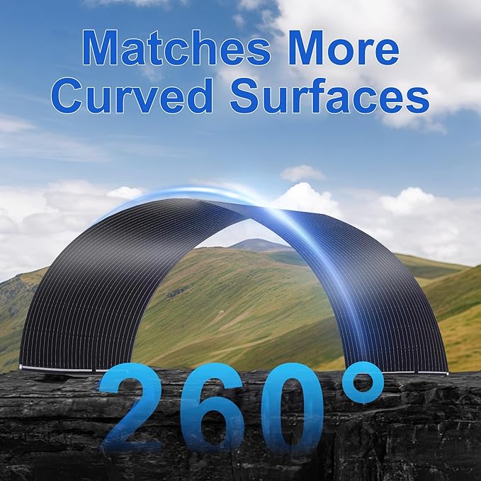 400W Semi-Flexible Solar Panel 12V Monocrystalline Ultra-Flexible Bendable Mono Off-Grid Charger for Marine RV Cabin Van Car Boat Curve Surfaces (4 * 100W)