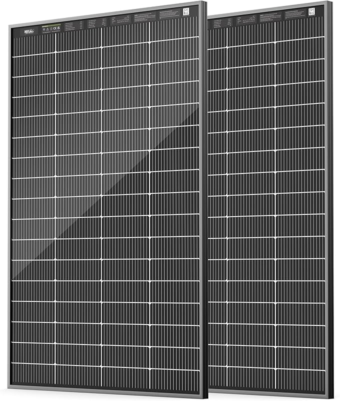 HQST N-Type 16BB 200 Watt Bifacial Solar Panel Compact &amp Lightweight Solar Panels with 30 Years Lifespan up to 25.4% Efficiency IP65 for RV Van Trailer Marine Rooftop Farm Off Grid- 2 Pac