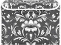 Damask Ornament Lidded Storage Bins with Handles - 16.5x12.6x11.8 Foldable Organizing Box Oxford Fabric &amp Honeycomb Board Dust-Proof Flip Lid for Closet/Office