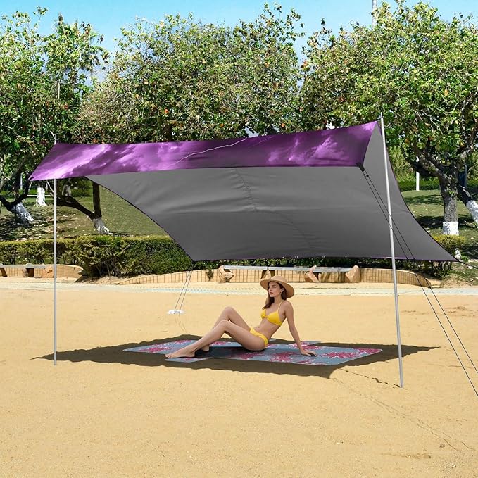 ALAZA Purple Lightning Beach Tent Sun Shelter Portable Canopy Sunshade for Outdoor Camping Picnics Backyard Fun 10x9 ft