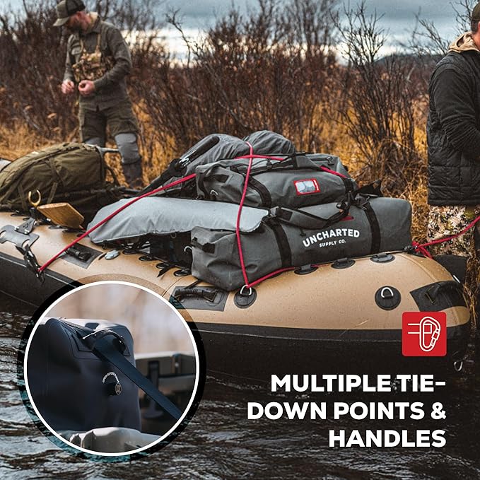 Uncharted Supply Co. The Vault Waterproof Duffel Bag - Airtight bag with Backpack Straps Carry-On Size Perfect for travel boating camping recreation. (Gunmetal 100L)