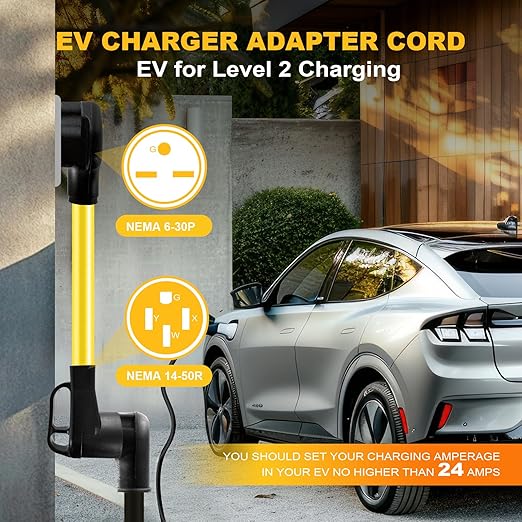 NEMA 6-30P to 14-50R EV Charger Adapter Cord 240V 30 Amp 3 Prong Male Welder Plug to 50 Amp 4 Prong Female Receptacle Power Adapter for EV/Tesla use only ETL Listed 1FT