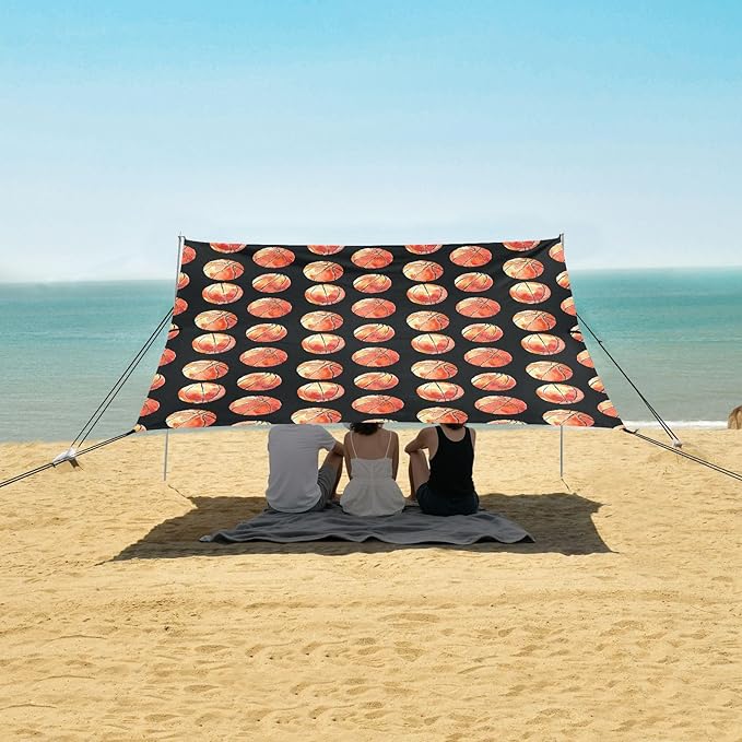 ALAZA Basketball Beach Tent Sun Shelter UPF50+ Protection Beach Shade Canopy w/ 4 Sandbags for Outdoor Camping Fishing Backyard Fun Picnic 10x9 ft