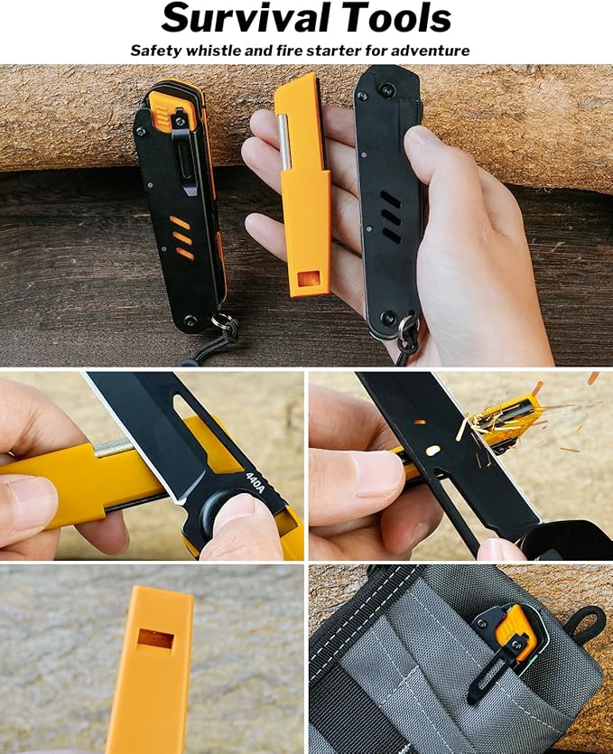 VIPERADE VAK4 Multitool Pocket Knife for Men Multifunctional 21-in-1 Multitool Pocket Knife with Pouch Outdoor Camping Survival and Everyday Use (K4-Yellow)