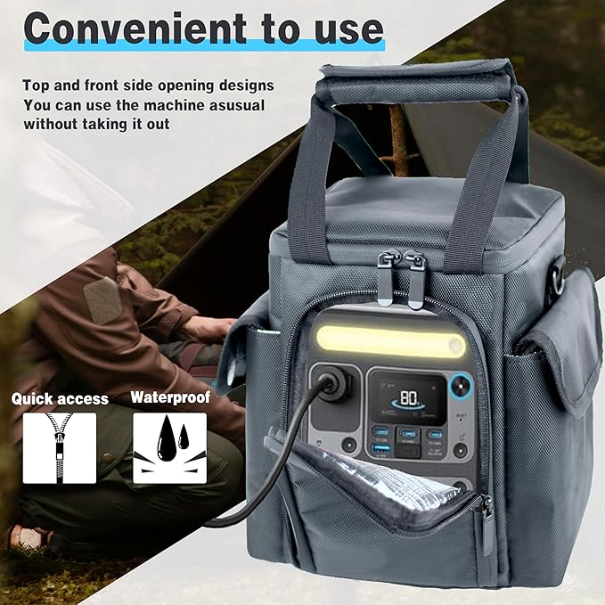 Waterproof Travel Bag Compatible with Anker SOLIX C300 Portable Power Station Outdoor 288Wh LiFePO4 BatteryPower Bank Station Storage Case Cover with Two Pockets and Adjustable Strap