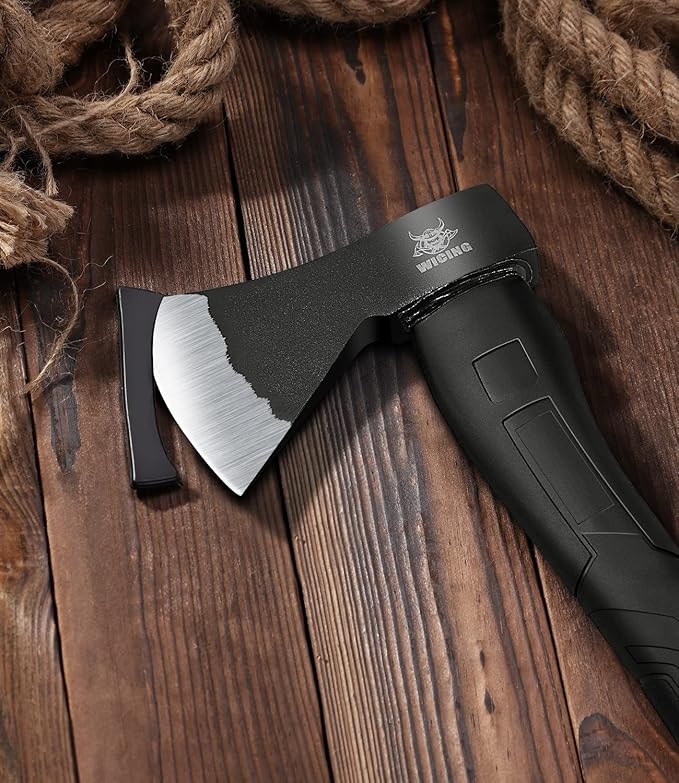 Throwing Axe - 3 Pack 15-inch Camping Hatchet Carbon Steel Splitting Axe Fiberglass Handle with Anti-Slip &amp Shock Reduction Grip for Axe Throwing Kindling Chopping and Wood Splitting