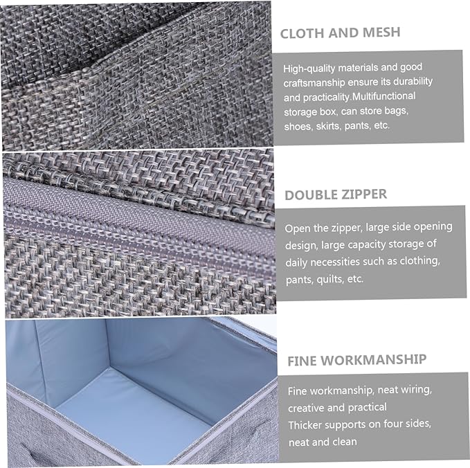 Zerodeko Large Foldable Storage Bin Cloth Storage Organizer with Zip Lid for Home Office and Travel for Organizing Blankets Pillows and Clothing