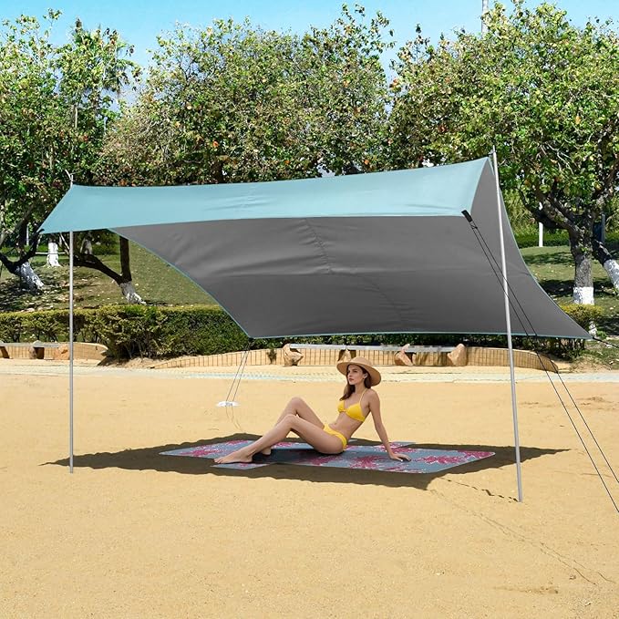 ALAZA Top View of French Bulldog Beach Tent Sun Shelter Portable Canopy Sunshade for Outdoor Camping Picnics Backyard Fun 10x9 ft