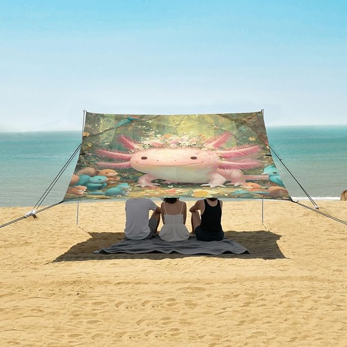 ALAZA Salamander Woods Beach Tent Sun Shelter Portable Canopy Sunshade for Outdoor Camping Picnics Backyard Fun 10x9 ft