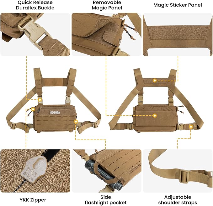 EXCELLENT ELITE SPANKER Tactical Chest Rig Pack EDC Chest Bag Molle Utility Chest Pouch for Outdoor Hunting Workouts Hiking
