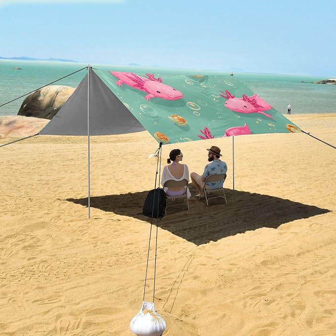 ALAZA Salamander Conch Pattern Beach Tent Sun Shelter Portable Canopy Sunshade for Outdoor Camping Picnics Backyard Fun 10x9 ft