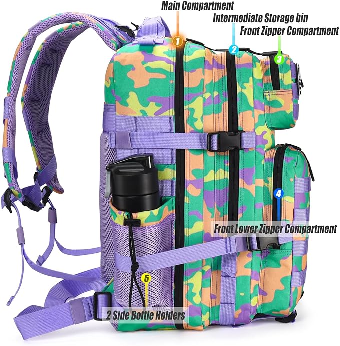 45L Tactical Backpack for Men Women Military Assault Pack with MOLLE Large 3 Day Bug Out Bag for Hiking Camping