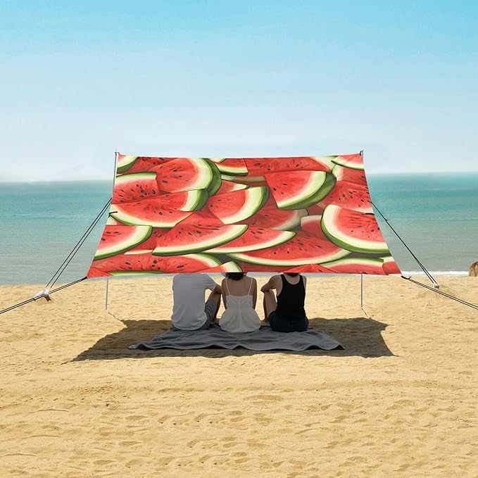 ALAZA Cut Watermelon Pattern Beach Tent Sun Shelter Portable Canopy Sunshade for Outdoor Camping Picnics Backyard Fun 10x9 ft