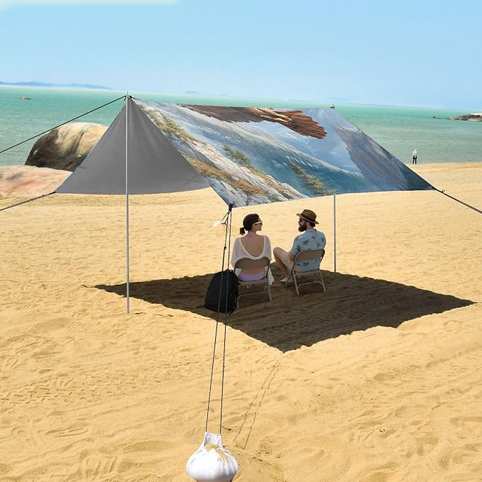ALAZA Eagles Forest Mountains Beach Tent Sun Shelter Portable Canopy Sunshade for Outdoor Camping Picnics Backyard Fun 10x9 ft
