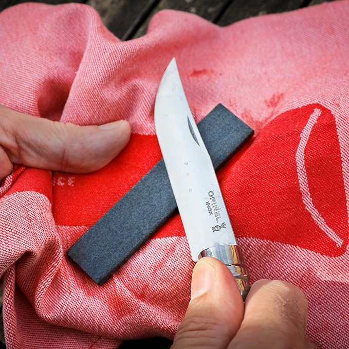 Opinel Colorama Series No. 8 - Stainless Steel Everyday Carry Folding Pocket Knife with Leather Strap Painted Hornbeam Handles