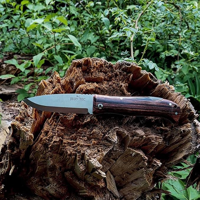JEO-TEC Nº16 Pocket Folding Knife for Bushcraft Survival Camping Hunting Fishing Outdoor Stainless Steel Sandvik 14C28N Scandi Blade Handmade