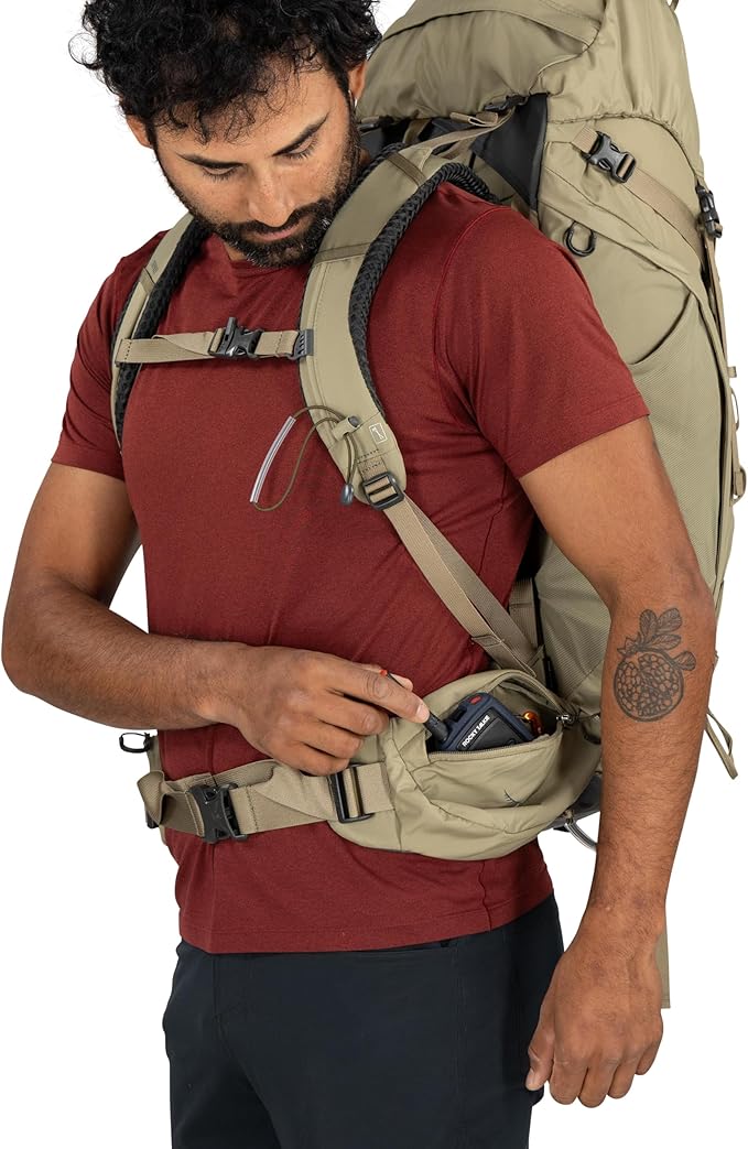 Osprey Kestrel 48L Men's Backpacking Backpack - Hiking &amp Camping Bag with Waterproof Raincover Moss Green Large/X-Large