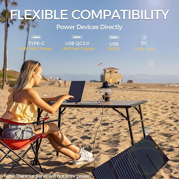 Lipower 100W Portable Solar Panel 18V Foldable Solar Charger for Lipower Power Station Jackery/Anker/FlashFish/Bluetti/Goal Zero/Rockpals Power Station and with USB Type-C PD Output