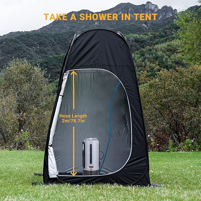 yETO 12L/3.17 Gallons Portable Camping Shower Portable Shower for Camping Camp Shower Solar Shower Outside Shower with Pressure Foot Pump and Handy Nozzle Camping Showers Camping Shower Bag GREY-12L