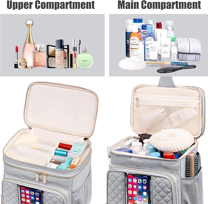 Large Toiletry Bag for Women MenBathroom BagWater Resistant Shower BagMakeup BagPortable Shower Caddy for College DormHanging Travel Toiletry Bag with Transparent Waterproof Phone Pocket
