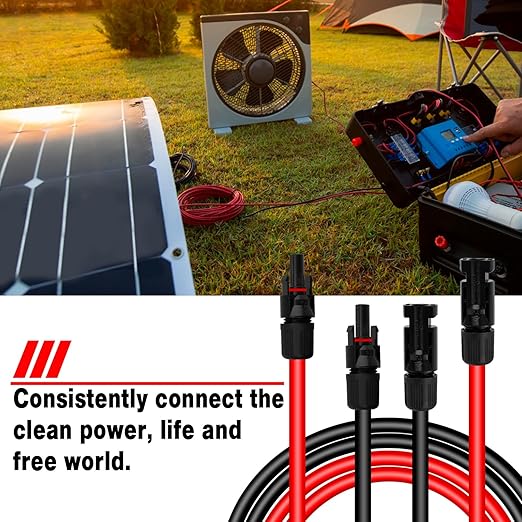 2X 100 FT 10AWG(6mm²) Solar Panel Extension Cable with Female and Male Connector with Storage Bag 100FT Red + 100FT Black Solar Panel Cable Weatherproof Pure Copper for RV Charge Controllers