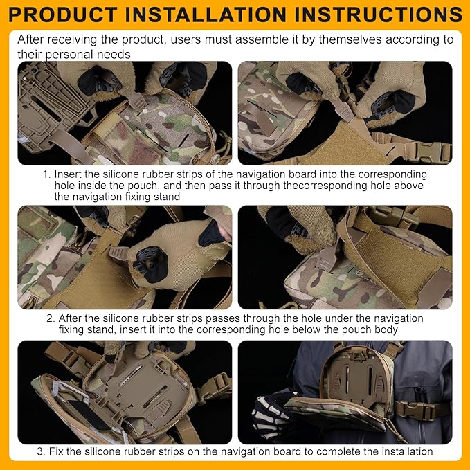 Tactical Phone Chest Mount with Chest Vest Rig Bag Pack Molle Foldable Navigation Universal Phone Holder Board for Hunting