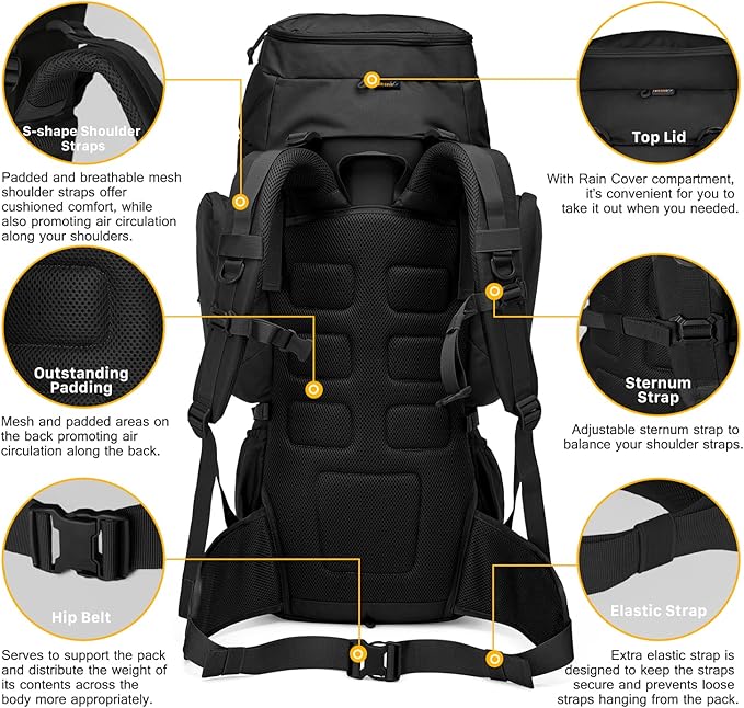 Mardingtop 60L Hiking Backpack+ Molle Tactical Utility Pouch
