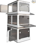 Stackable Storage Bins with Doors - 3 Tier 80Qt Each Plastic Collapsible Storage Bins with Wheels Foldable Storage Cabinet for Closet Organizers(60 Gal/240 Qt)