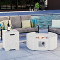 HOMPUS Round Propane Fire Pit Table w Free Lava Rocks &amp Rain Cover Terrazzo Colorful Pit Table for Patio Outside