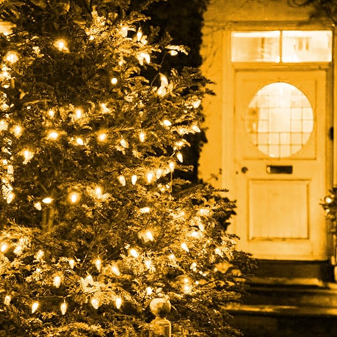 Dazzle Bright C6 Christmas String Lights 200 LED 66 FT Waterproof Connectable String Lights with Timer 8 Modes Christmas Lights for Indoor Outdoor Home Garden Yard Xmas Tree Decoration (Warm White)
