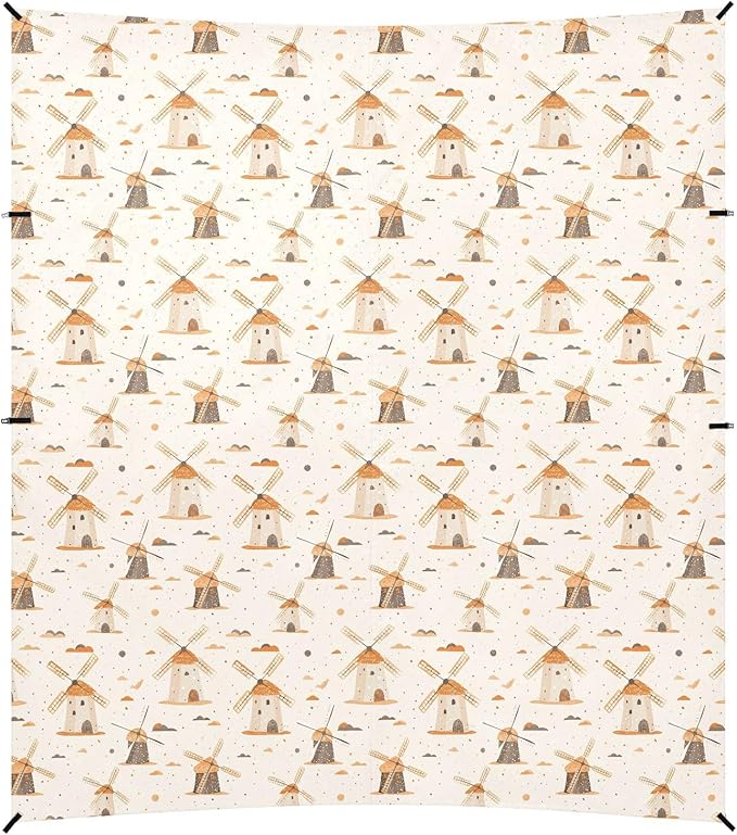 ALAZA Orange Windmill Polka Dots Beach Tent Sun Shelter UPF50+ Protection Beach Shade Canopy w/ 4 Sandbags for Outdoor Camping Fishing Backyard Fun Picnic 10x9 ft
