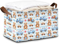 32L Large Storage Bins with Handles Basket Organizer for Shelves Closet Books Laundry &amp Home Decor (Cute Bear Car)