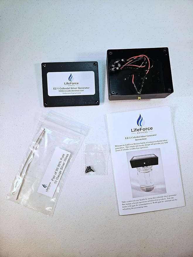 Compact EZ-2 Basic Silver Generator Package – Plug-in DIY Fresh Silver Maker Wires for Home – Make 32oz in 16 Minutes (Gauge-10)