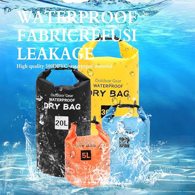 Aoresac Roll Top Dry Sack Floating Kayak Bag Lightweight for Men Women with Reinforced D circle Straps for multiple Water Sports Travel (4 sets in one package)