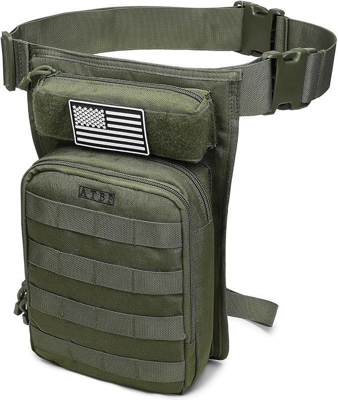 ATBP Motorcycle Tactical Drop Leg Thigh Bag with Holster Handgun Firearm Pistol Bag for Men Hunting Shooting Range Additional 3 Magazine Storage Slots
