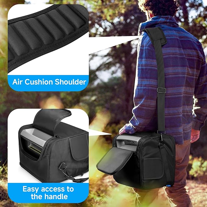 Xxerciz Carrying Case Compatible with ECOFLOW River 2 Pro/River 2 Max Storage Bag with Adjustable Shoulder Strap Soft Generator Cover with Waterproof Bottom and Side Zippers for Outdoor Travel
