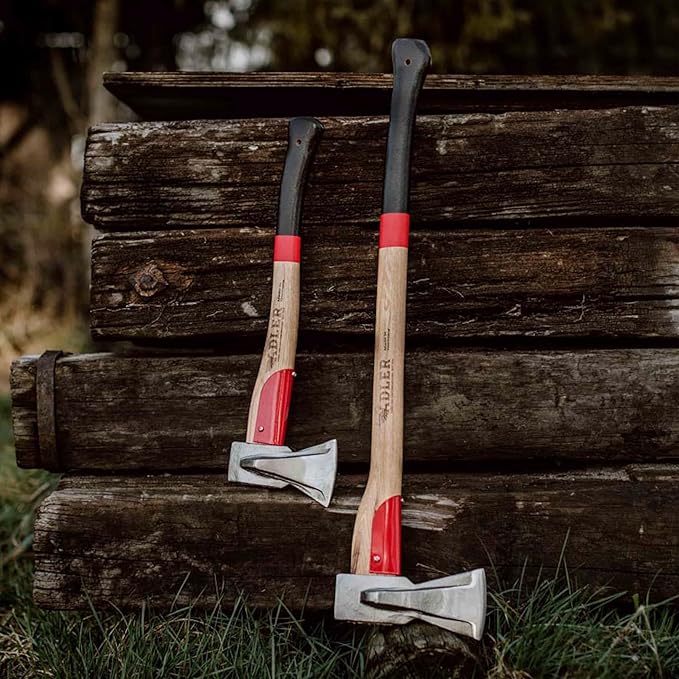 Adler Short Splitter – German Made Wood Splitting Axe Hickory Handle Anti-Slip Grip 2-3/4 lb Head 19.6 Ergonomic Handle w/Leather Sheath for Camping Firewood Bushcraft &amp Outdoor Use (A9)
