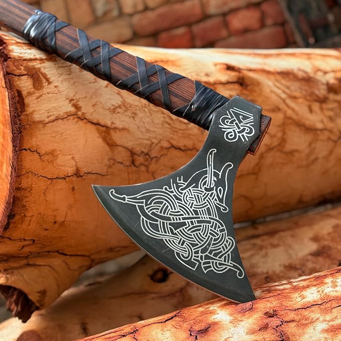 MDM-012 Custom Handmade Viking Axe Real Tomahawk Viking Hatchet Beared Camping Axe 5160 HIGH Carbon Steel Blade Throwing Set Vintage Ax Viking Gift for Him - Viking Gifts for Him