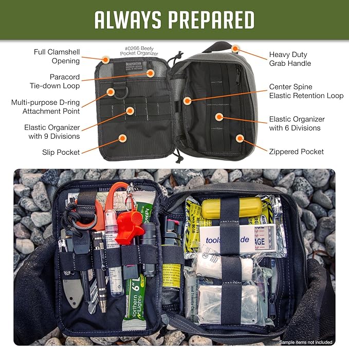 MAXPEDITION Beefy Pocket Organizer Compact MOLLE-Compatible 1000D Nylon Tactical Pouch Everyday Carry Tool and Gear Storage for Outdoor Tactical Survival 0266