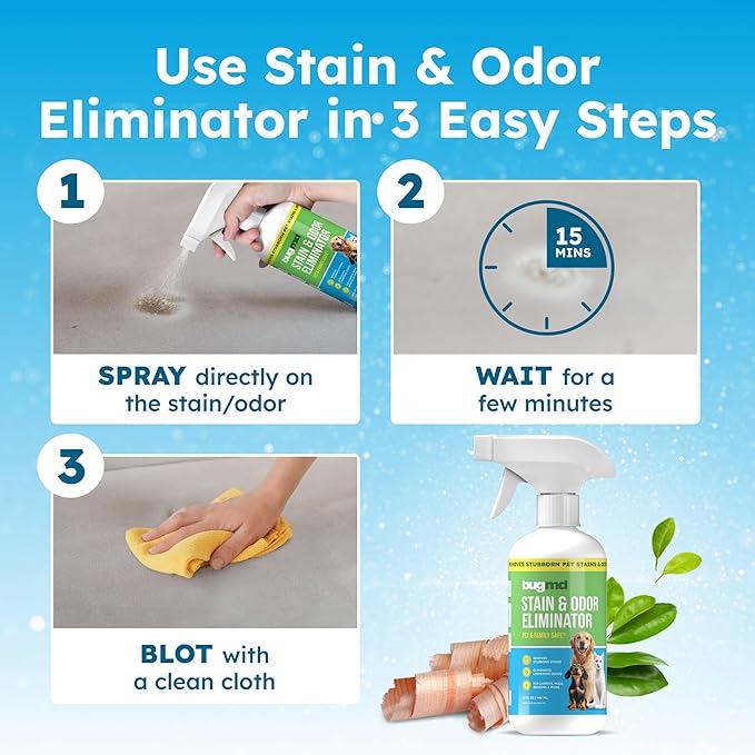 BugMD Essential Pest Control Starter Kit + BugMD Pet Odor &amp Stain Remover – Natural Pest Control + Family &amp Pet Safe Enzyme Cleaner – Kill Ants Roaches Spiders &amp Eliminate Pet Stains &am