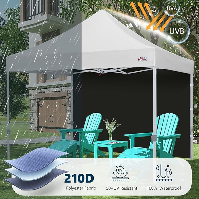 MASTERCANOPY 8x8ft Canopy SunWall Instant Canopy SideWall for Pop Up Canopy Tent Gazebos UV Protection Sidewall Only Spliceable (1 Pack Black)
