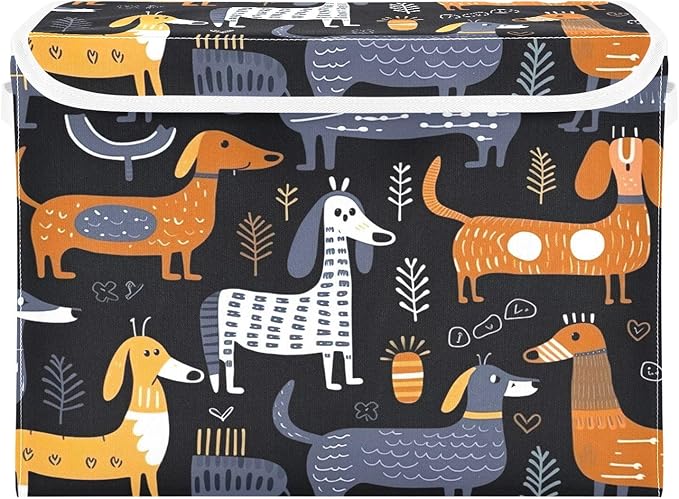 Dachshund Fabric Storage Bins with Lids and HandleFoldable Storage Bins with LidsCloset Organizers for Clothes Storage Room Organization Office Storage Chest Organizer