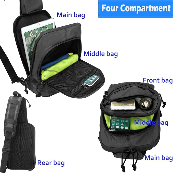 Tactical Sling Chest Bag EDC Shoulder Pack Universl Dual Holster CCW Compact Bags Concealed Carry Backpack