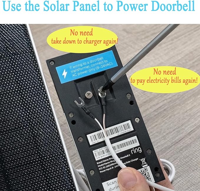 Solar Charger for Ring Doorbell5W IP65 Waterproof Solar Panel for Ring Doorbell Video Doorbell 3/3+ &ampVideo Doorbell 4 Adjustable Wall Mount 9.8ft Cable