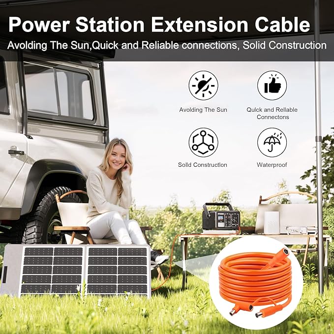 20FT 14AWG DC7909 Solar Panel Extension Cable Compatible with Jackery Solar GeneratorSolar Charging Cord Female to Male with DC8020 Power Adapter Suit for Gz YetiAnker Jackery Portable Power Station