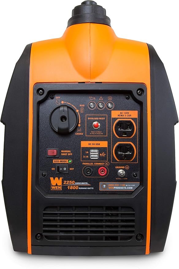 WEN 56225i 2250-Watt Gas Powered Portable Inverter Generator with Fuel Shut-Off CARB Compliant  Black